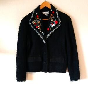 Vintage Lucia Lukken Mohair Blend Blazer With Button Design Lapels